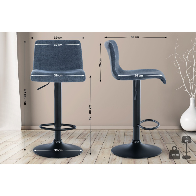 Lot de 2 tabourets de bar Branford en tissu bleu
