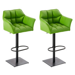 Ensemble de 2 tabourets de bar Damaso en similicuir noir vert