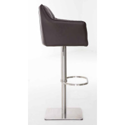 Ensemble de 2 tabourets de bar Damaso en similicuir et acier inoxydable brun