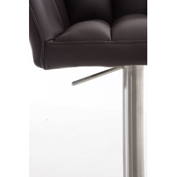 Ensemble de 2 tabourets de bar Damaso en similicuir et acier inoxydable brun