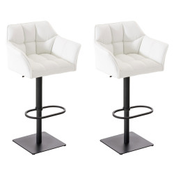 Ensemble de 2 tabourets de bar Damaso en similicuir noir blanc