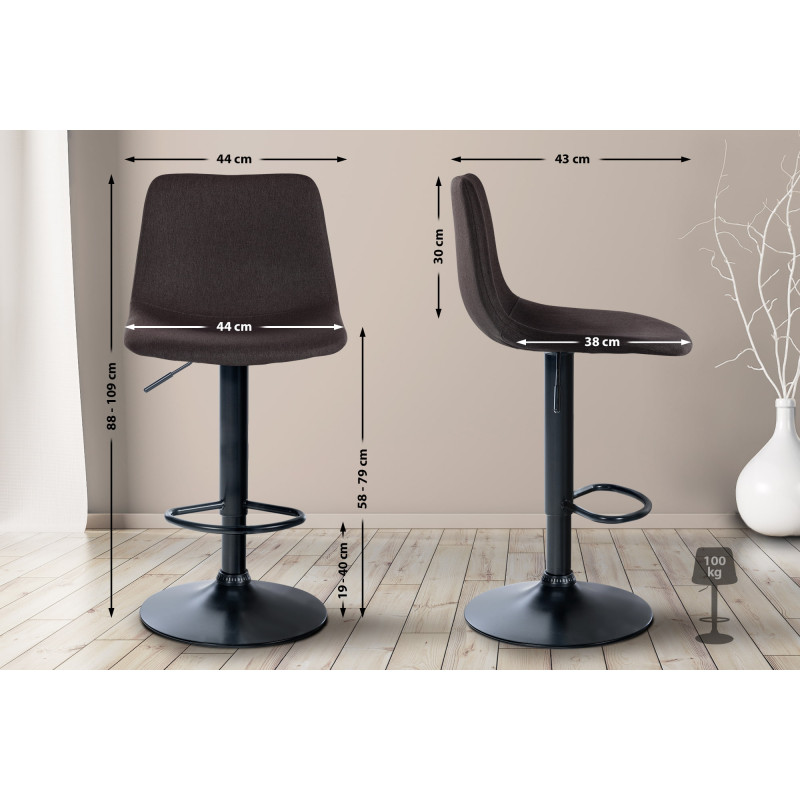Tabouret de bar Divo en tissu taupe