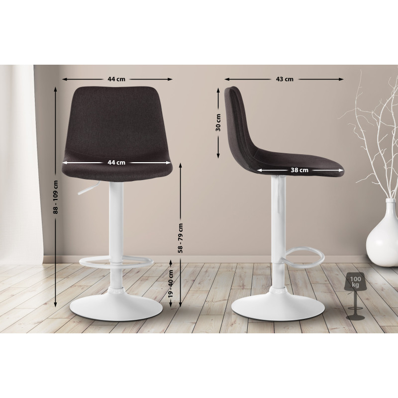 Tabouret de bar Divo en tissu taupe