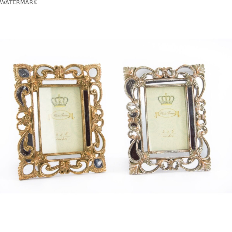 Cadre photo DKD Home Decor 19 x 2 x 25 cm Argenté Doré Résine Shabby Chic (2 Unités)