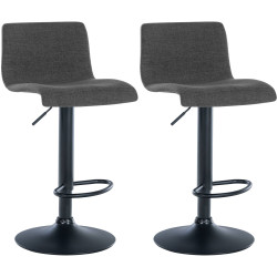 Lot de 2 tabourets de bar Branford en tissu gris foncé
