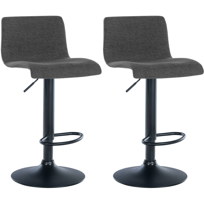 Lot de 2 tabourets de bar Branford en tissu gris foncé