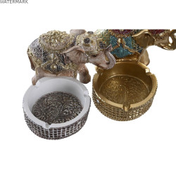 Figurine Décorative DKD Home Decor Eléphant Beige Doré Résine Colonial (11 x 12 x 9 cm) (2 Unités)