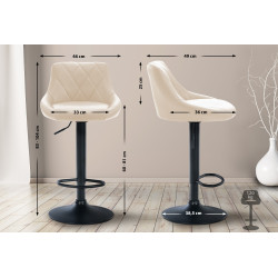 Tabouret de bar Lazio, simili cuir crème