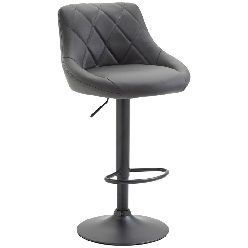 Tabouret de bar Lazio, simili cuir gris
