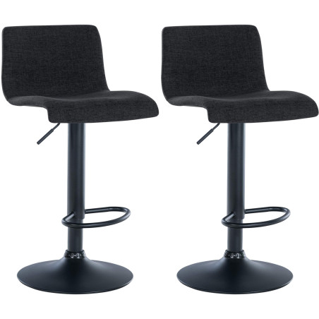 Lot de 2 tabourets de bar Branford en tissu noir
