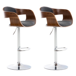 Ensemble de 2 tabourets de bar Kingston C en tissu noyer/gris foncé