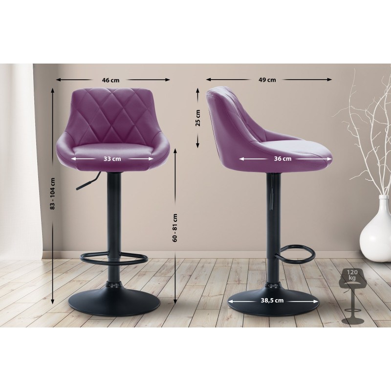 Tabouret de bar Lazio, simili cuir violet