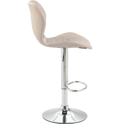 Ensemble de 2 tabourets de bar, revêtement en liège et tissu, finition chromée crème