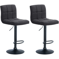 Lot de 2 tabourets de bar Calma tissu noir gris foncé