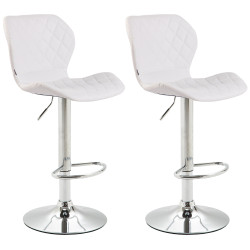 Ensemble de 2 tabourets de bar, liège, similicuir, chrome blanc