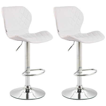 Ensemble de 2 tabourets de bar, liège, similicuir, chrome blanc