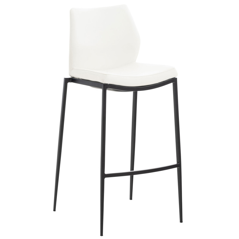 Tabouret de bar Matola, similicuir, noir blanc