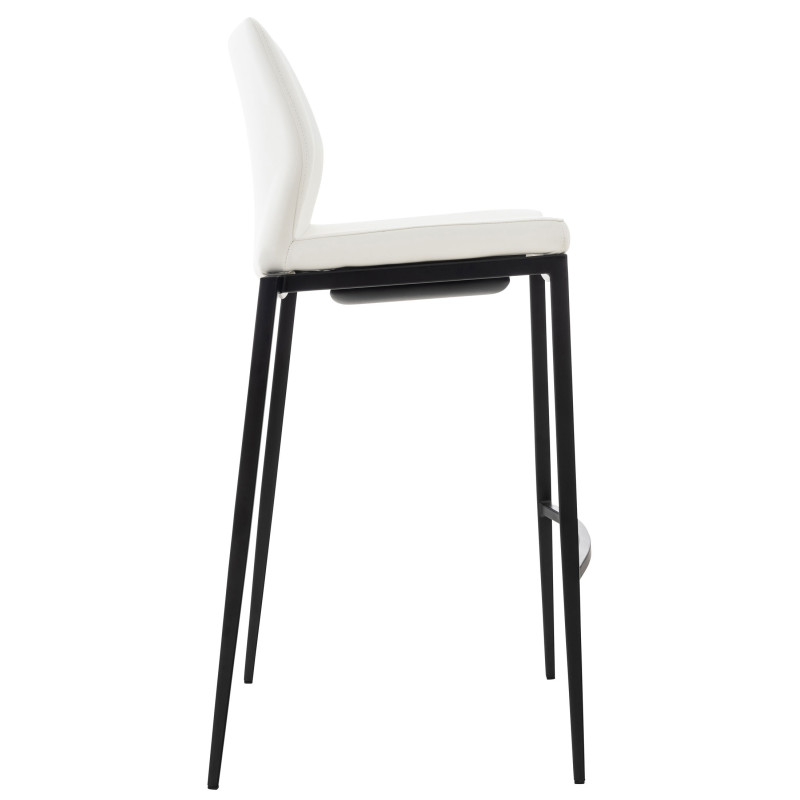 Tabouret de bar Matola, similicuir, noir blanc