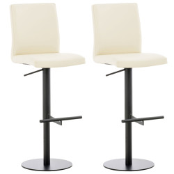 Lot de 2 tabourets de bar Cadiz, similicuir, noir crème