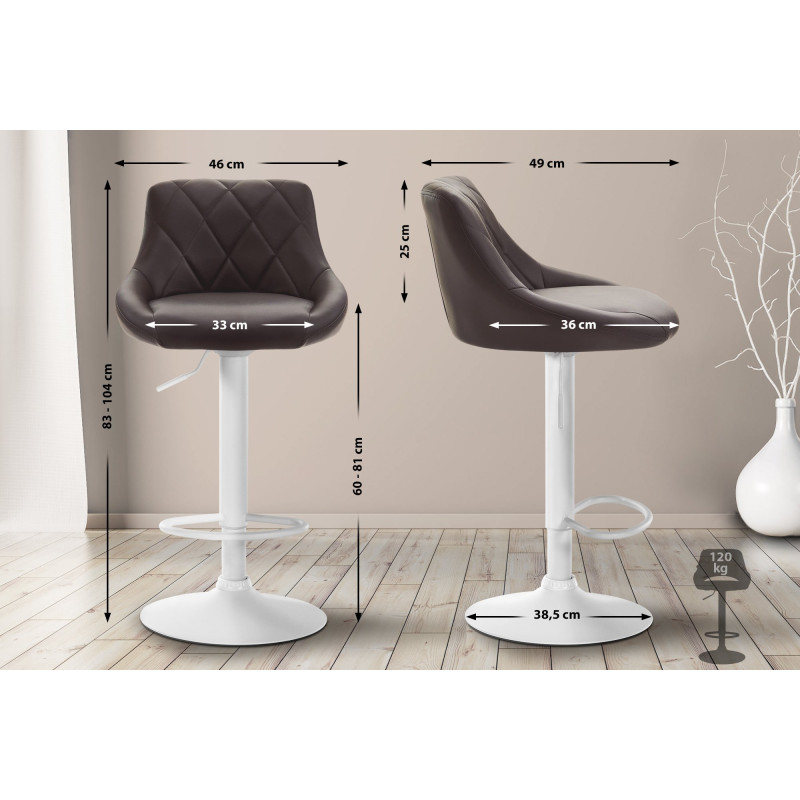 Tabouret de bar Lazio, similicuir brun