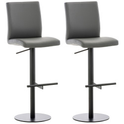 Lot de 2 tabourets de bar Cadiz, similicuir, noir gris