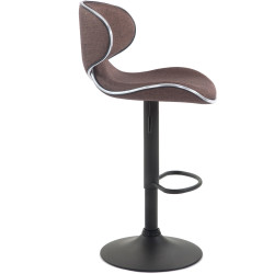Tabouret de bar Las Vegas V2, tissu noir brun