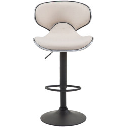 Tabouret de bar Las Vegas V2, tissu noir crème