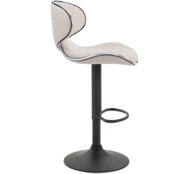 Tabouret de bar Las Vegas V2, tissu noir crème