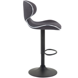 Tabouret de bar Las Vegas V2, tissu noir gris foncé