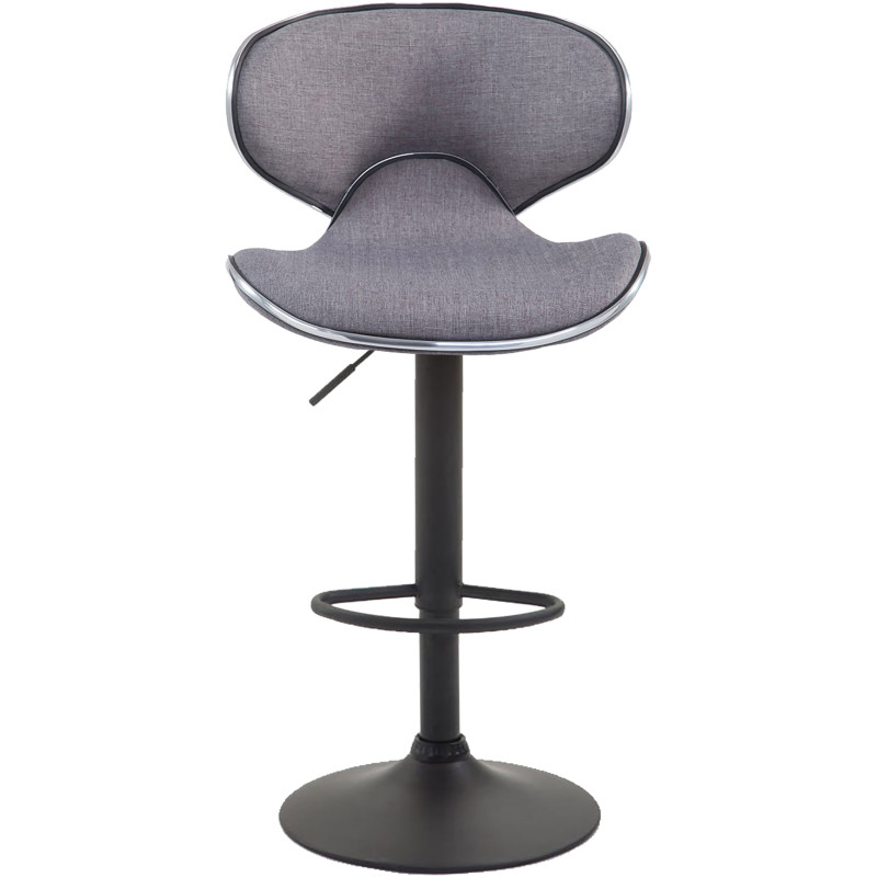 Tabouret de bar Las Vegas V2, tissu noir gris clair