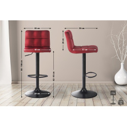 Tabouret de bar en velours Feni rouge