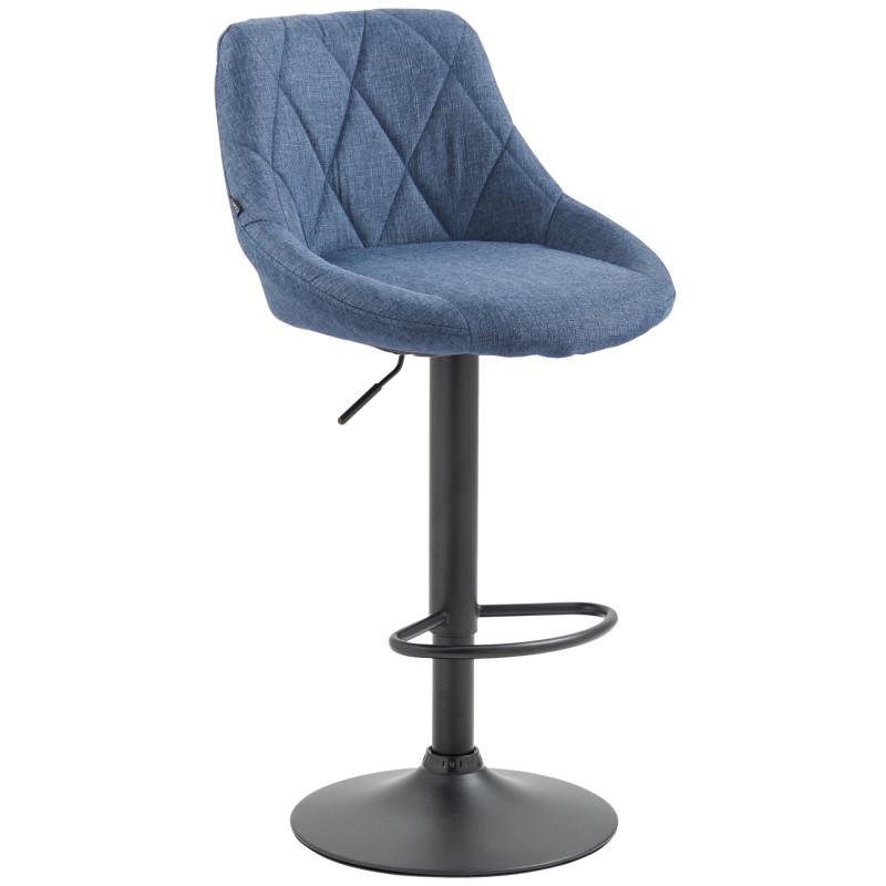 Tabouret de bar Lazio en tissu bleu