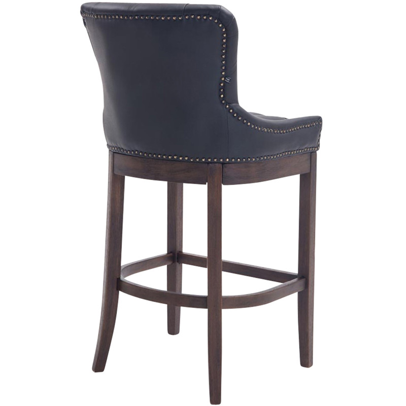 Tabouret de bar Lakewood en cuir véritable, noir antique