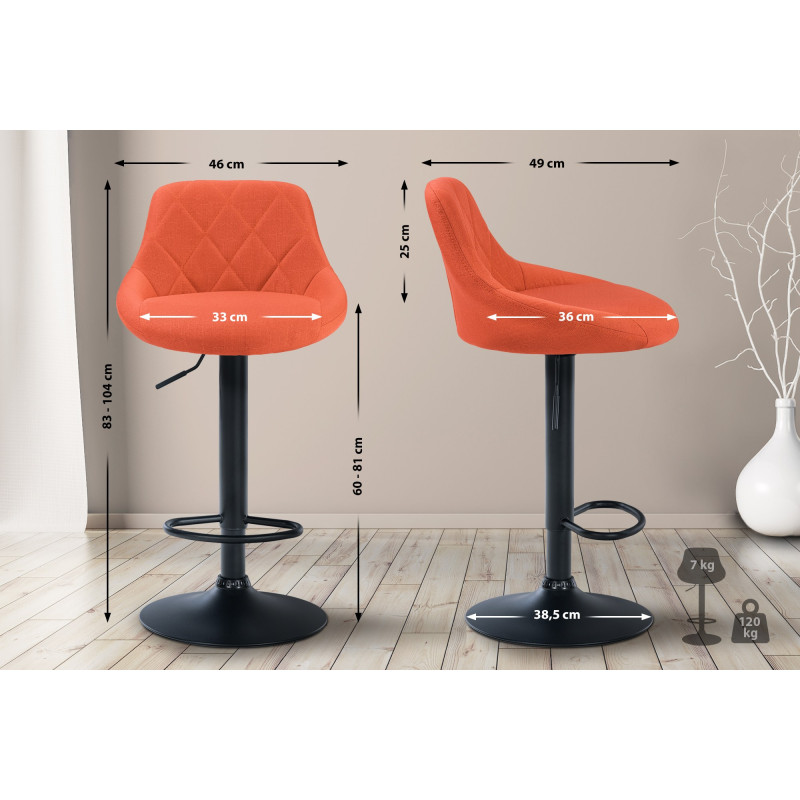 Tabouret de bar Lazio en tissu orange