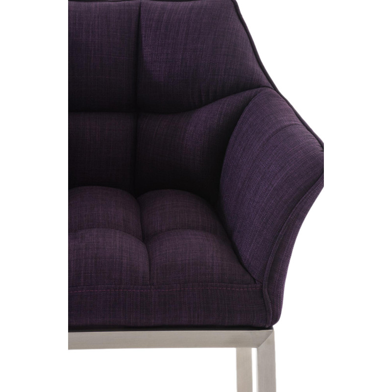 Tabouret de bar en tissu Damaso E avec structure à 4 pieds violet