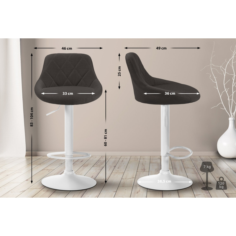 Tabouret de bar Lazio en tissu gris foncé