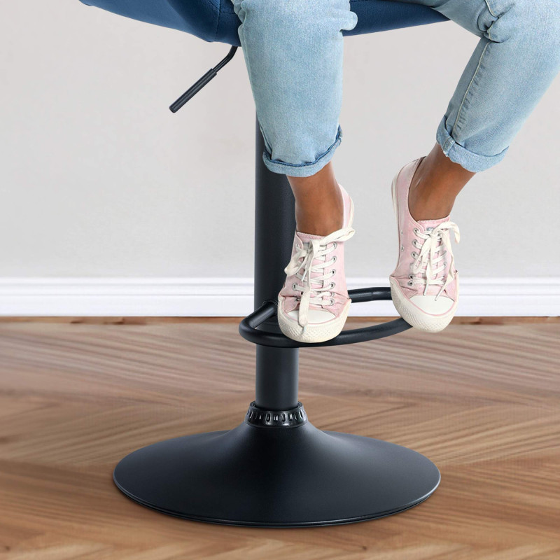 Lot de 2 tabourets de bar Braga velours noir bleu