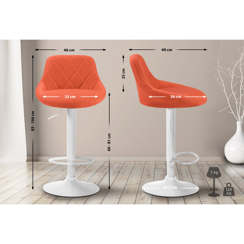 Tabouret de bar Lazio en tissu orange