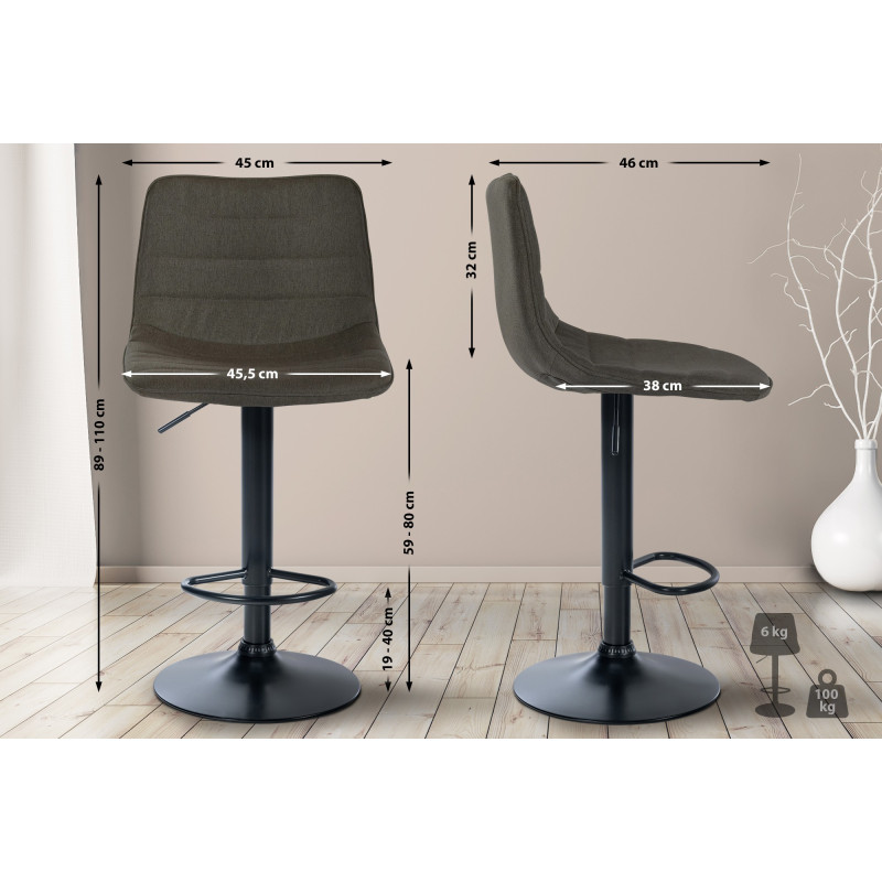 Tabouret de bar Lex en tissu taupe