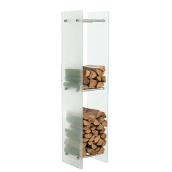 Porte-bûches de chauffage Dacio verre à lait 35x35x180 cm (6 trous)