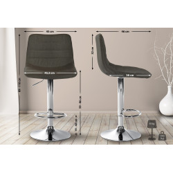 Tabouret de bar Lex tissu chromé taupe