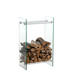 Porte-bûches de cheminée Dacio verre clair 35x80x100 cm