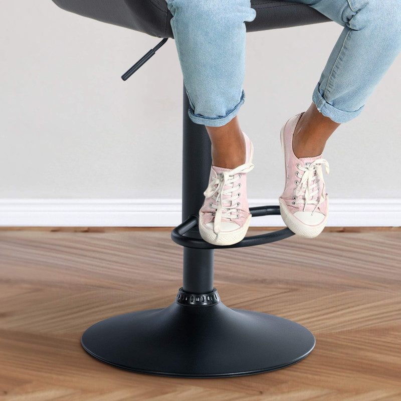 Lot de 2 tabourets de bar Braga velours noir noir