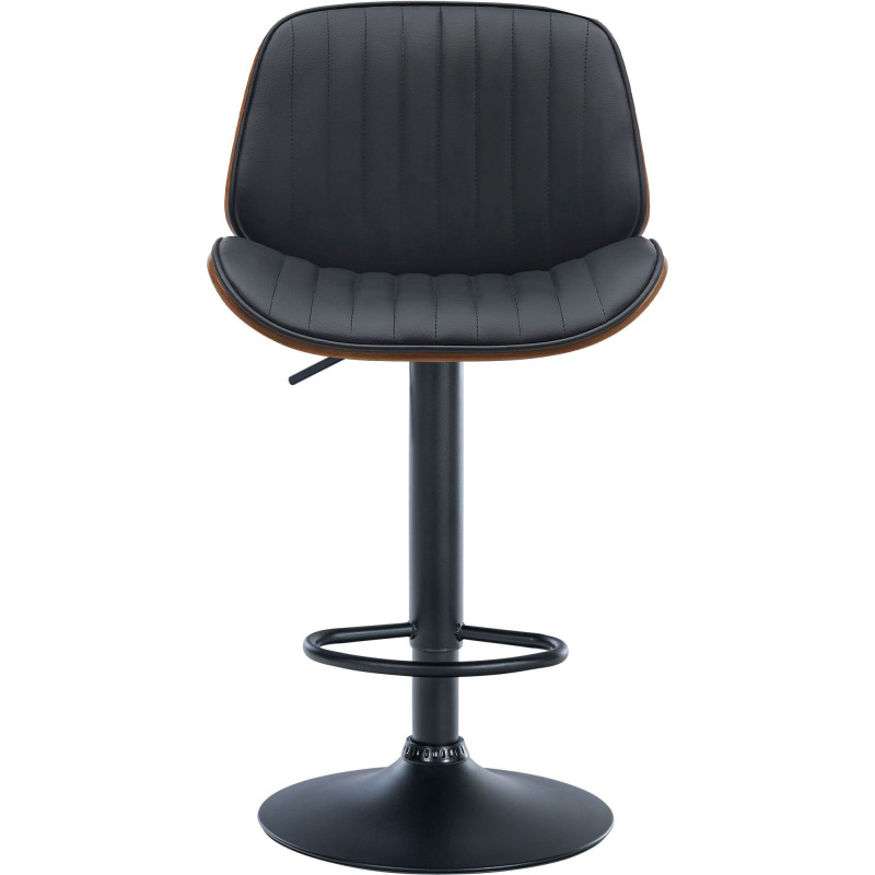 Tabouret de bar Nova, simili cuir noyer/noir