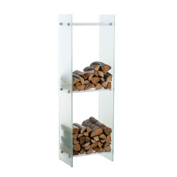 Porte-bûches de chauffage Dacio verre à lait 35x35x180 (6 trous)