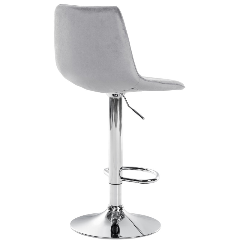 Tabouret de bar Lex velours chromé gris