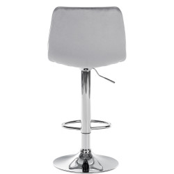 Tabouret de bar Lex velours chromé gris