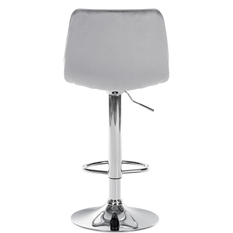Tabouret de bar Lex velours chromé gris