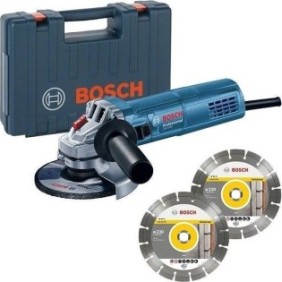 BOSCH Professionnal - Meuleuse d'angle GWS 880 (880W, 125 mm, livrée avec 2 disques diamants + coffret de transport)