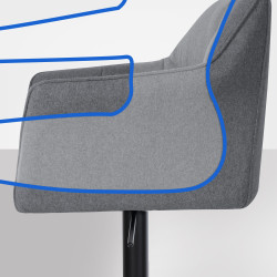 Tabouret de bar Damaso B en feutre gris